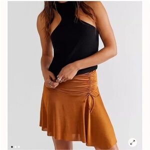 Free People Who’s That Mini Skirt Cathaway Spice Gold Size Small NWT